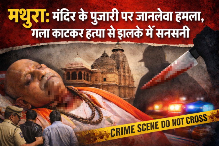मथुरा: मंदिर के पुजारी पर जानलेवा हमला, गला काटकर हत्या से इलाके में सनसनी